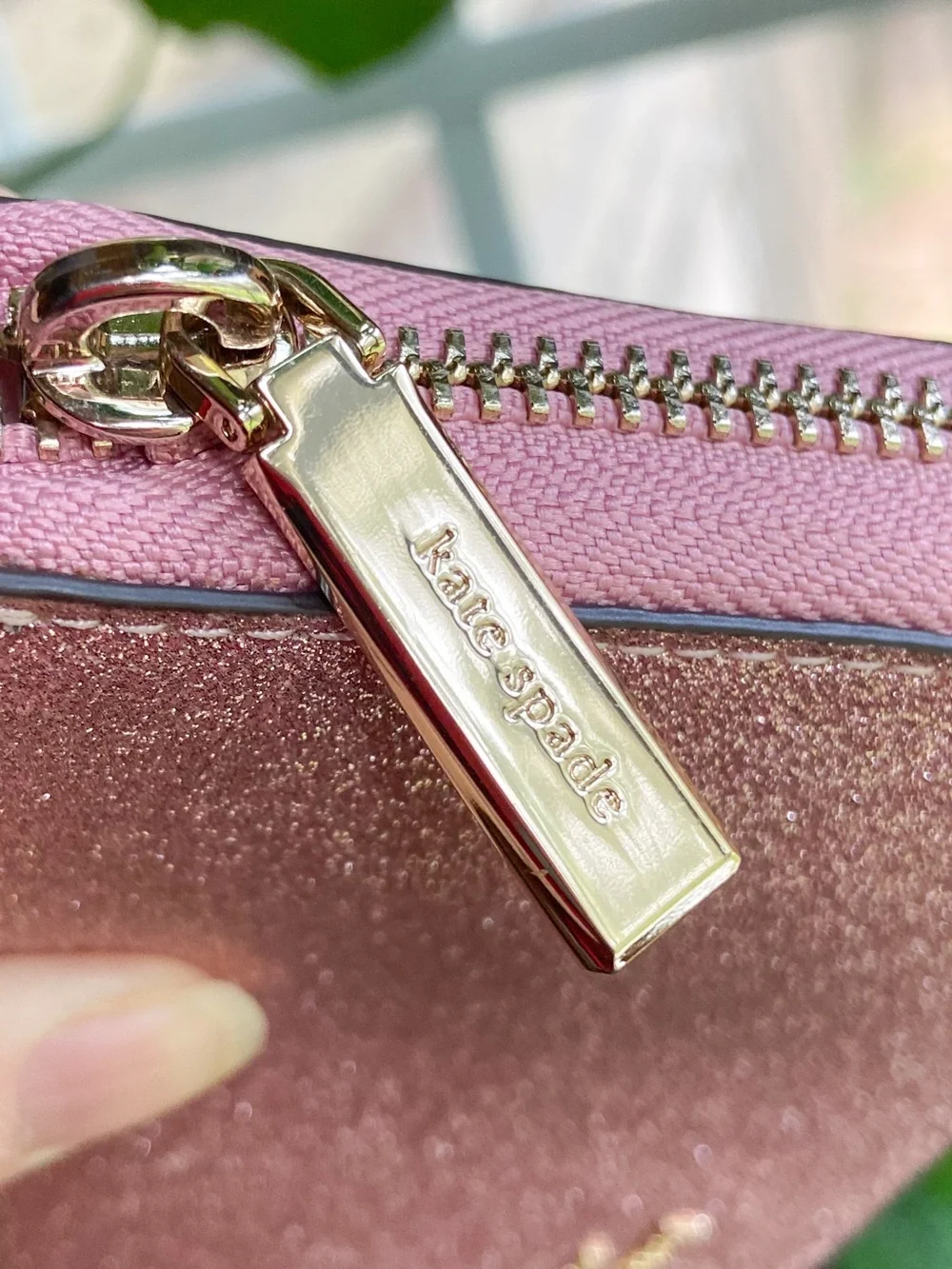 Kate Spade Rose Gold Glitter Continental Zip Around Wallet-Romantic Fairycore